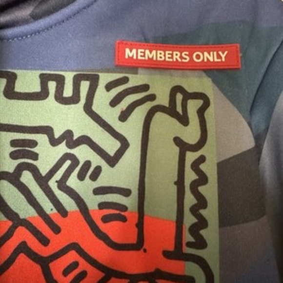 🔥 Keith Haring Member’s Only Hoodie Jacket Multi-Pattern Coat Teal Size Small - Picture 4 of 13